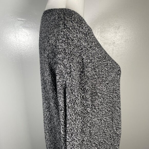 Urban Knit Supply Black White Marled Crewneck Tight Knit Long Sleeve Sweater M - Picture 8 of 14